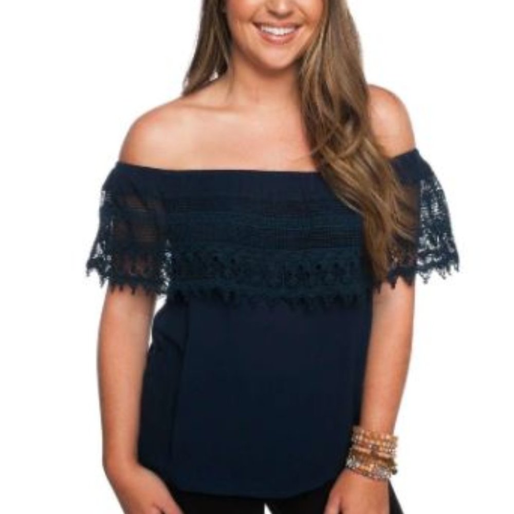 TRINITY OFF THE SHOULDER TOP - TEAL